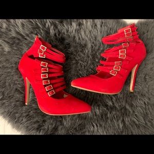 Red strappy heels